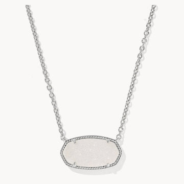 KENDRA SCOTT- Elisa Rhodium Statement Pendant Necklace in Iridescent Drusy